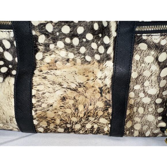 Henri Bendel Jetsetter Backpack Calf Hair Leopard Black Cream PROJECT READ - Picture 4 of 16
